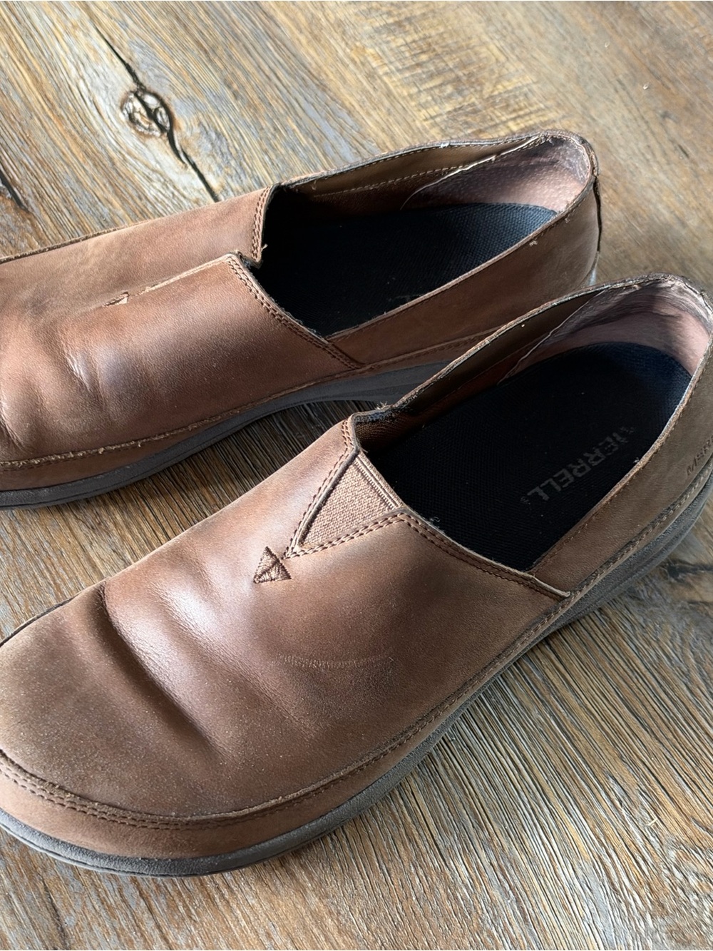 Merrell Brown Leather Slip-On Mules
